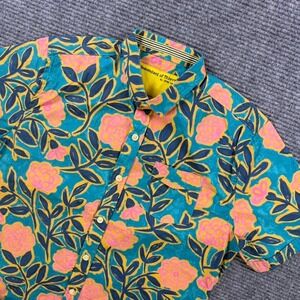 Descendant of Thieves Floral Button Down Shirt Mens Medium Teal Pink 21AY01X51G3